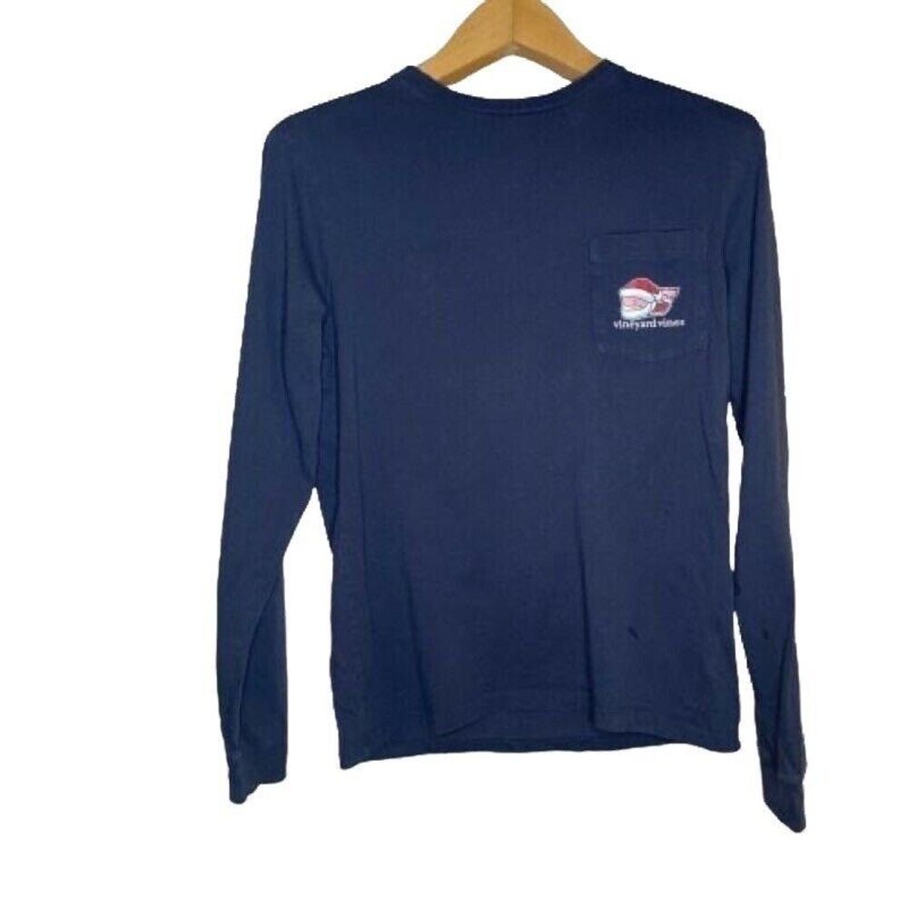 Christmas Vineyard Vines Shirt Womens XS Blue  Long Sleeve Crew Neck 2017 Fitted